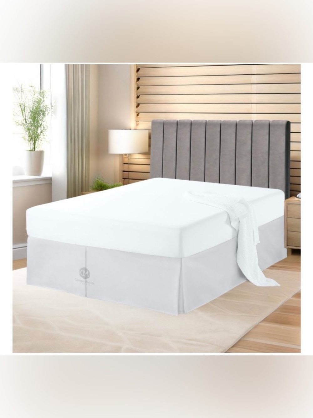QUEEN SIZE Tailored BedSkirt 21” Drop 100% EGYPTIAN COTTON - SILVER GRAY